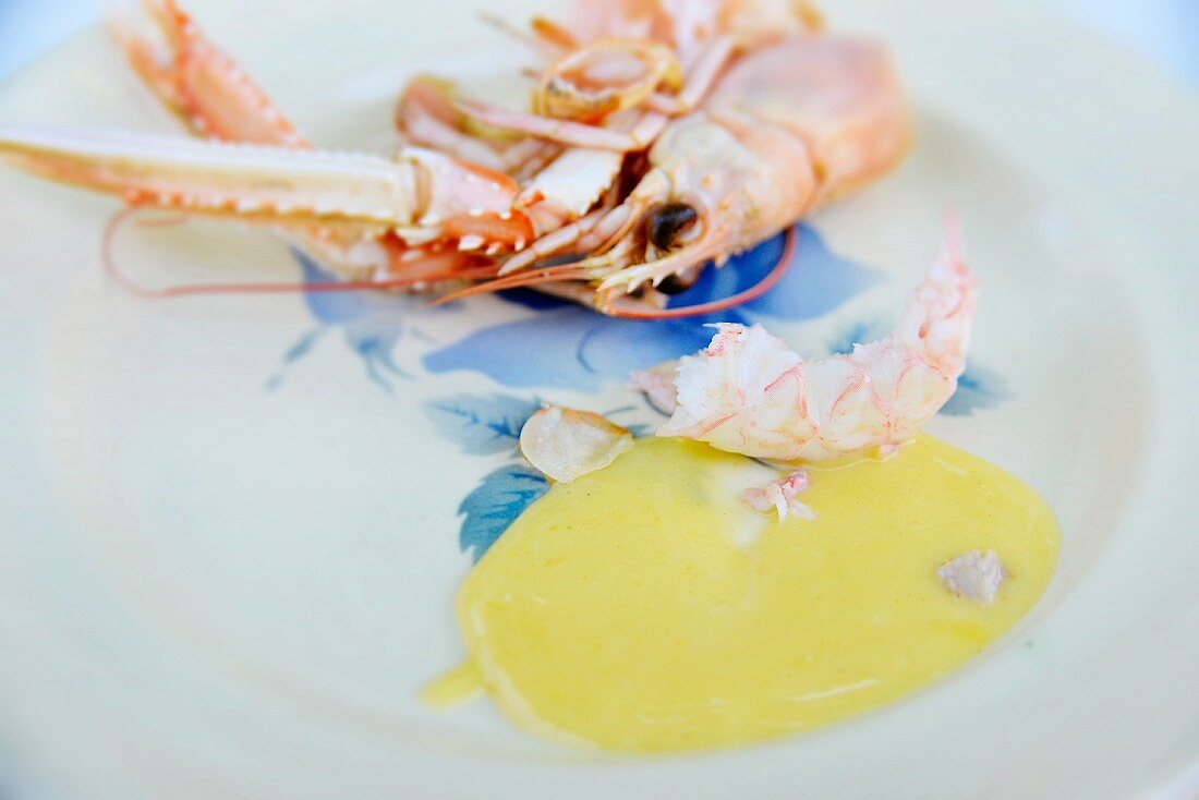 A langoustine with hollandaise sauce