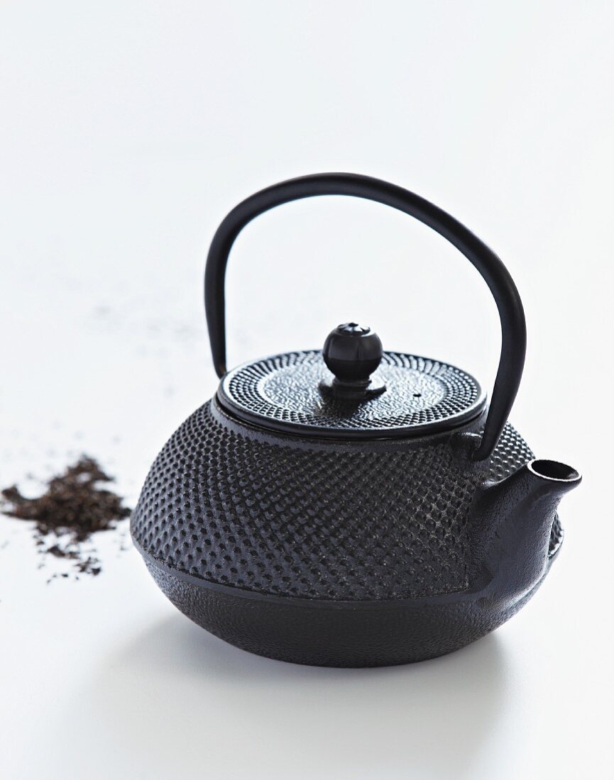 Oriental cast iron teapot