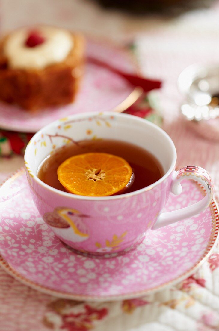 Tea with a slice of orange