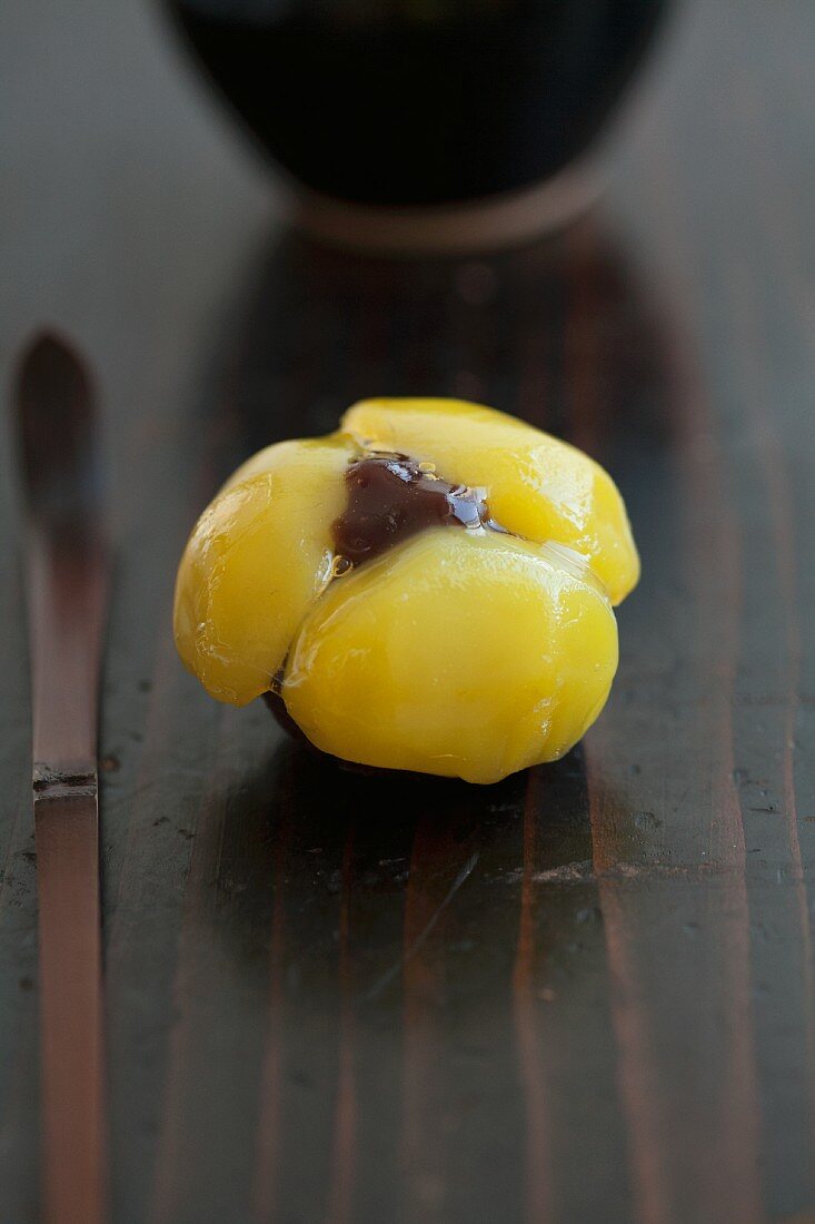 A wagashi chestnut (kuri)