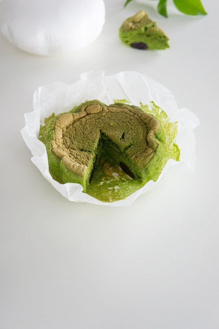 A cake with matcha tea