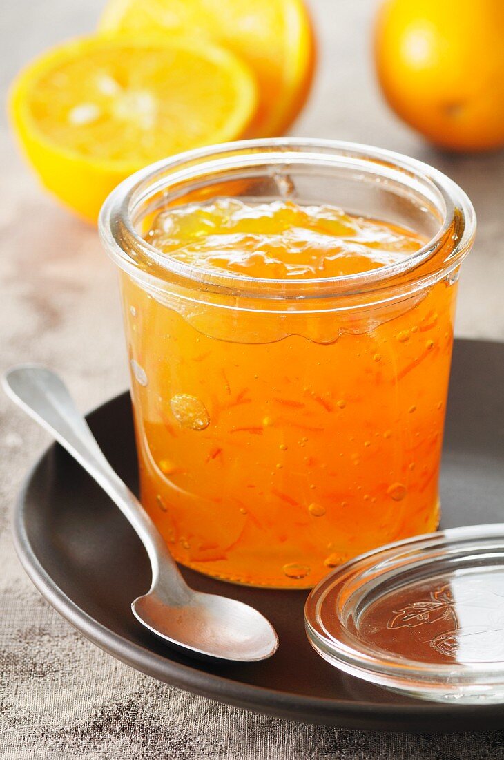 A jar of orange marmalade