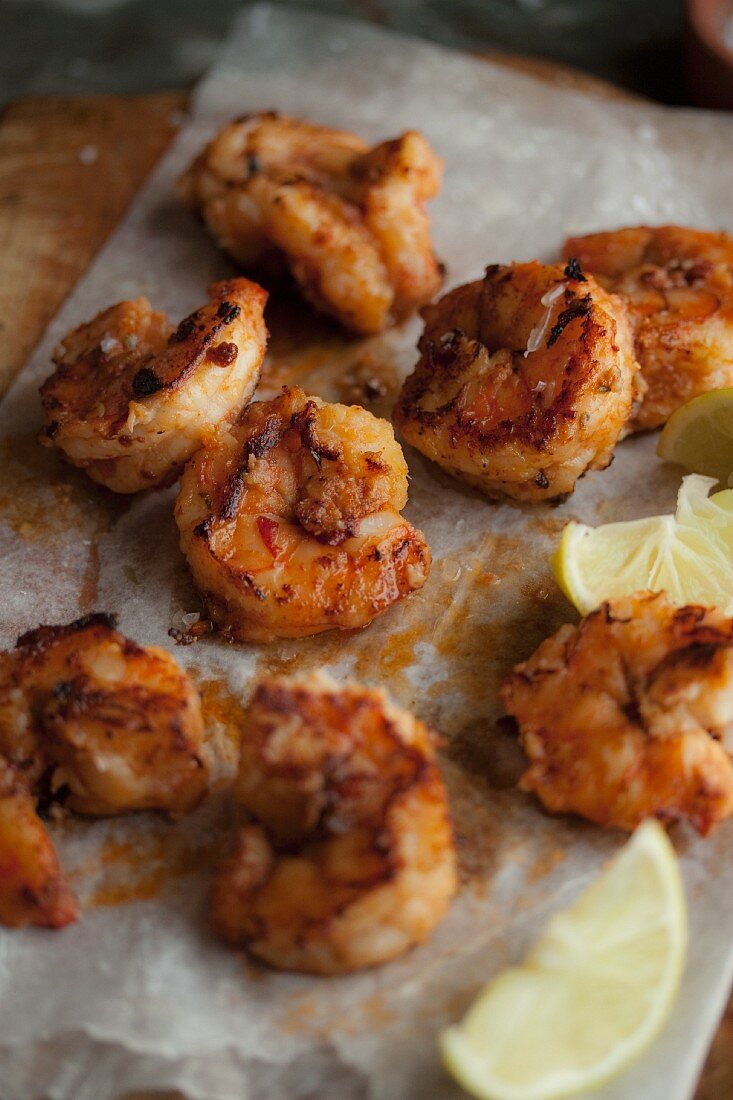 Grilled chilli prawns