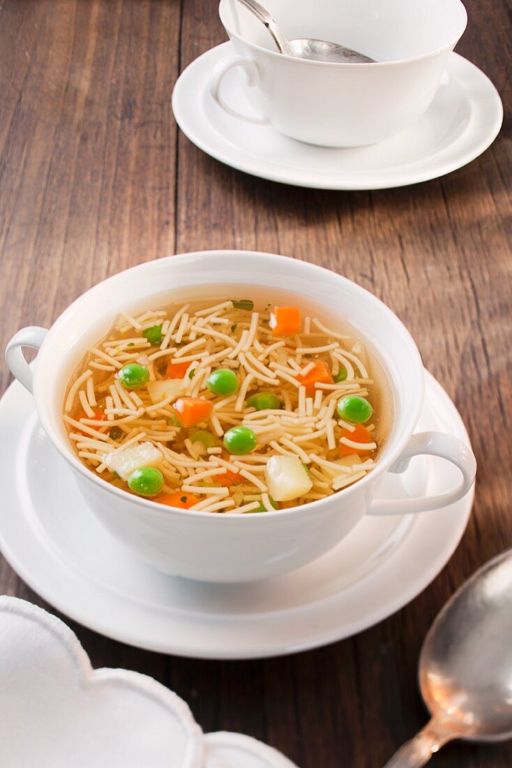 Chicken noodle soup with vegetables