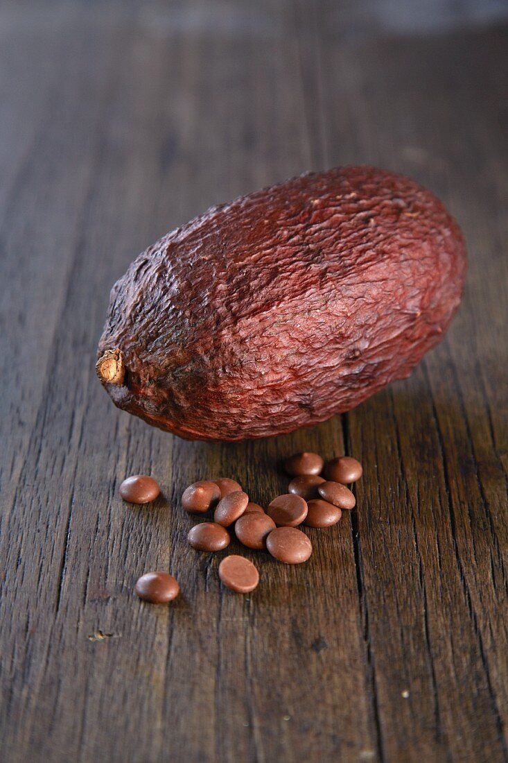 Kakaofrucht und Schokodrops