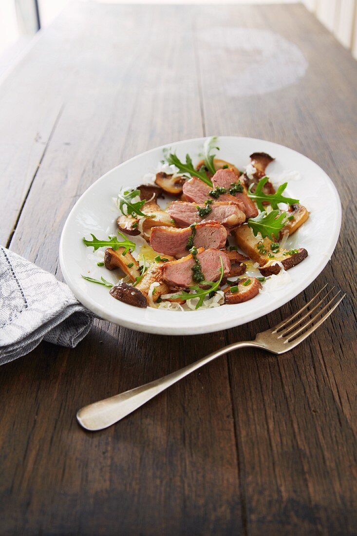 Duck breast with wild mushrooms