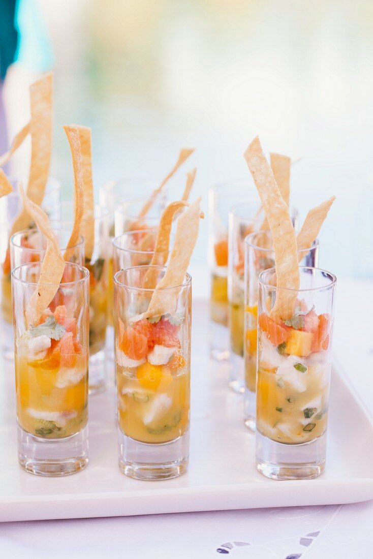 Ceviche Appetizer in Shot Glasses