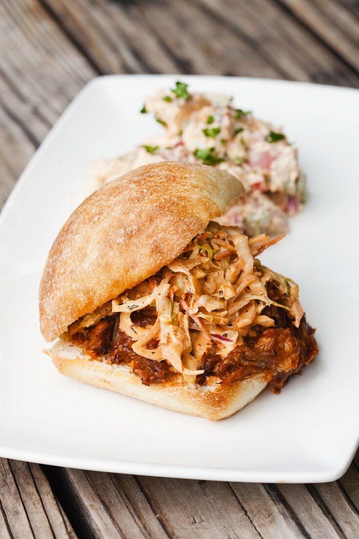 Barbecue Pulled Pork Sandwiches with a side of Coleslaw