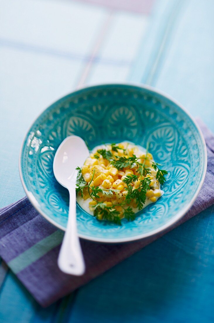 Maisrisotto mit frischem Kerbel