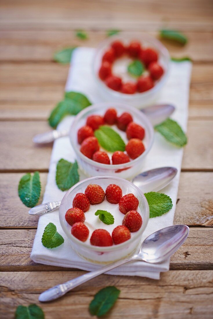 Pannacotta mit Erdbeeren und Zitronenmelisse