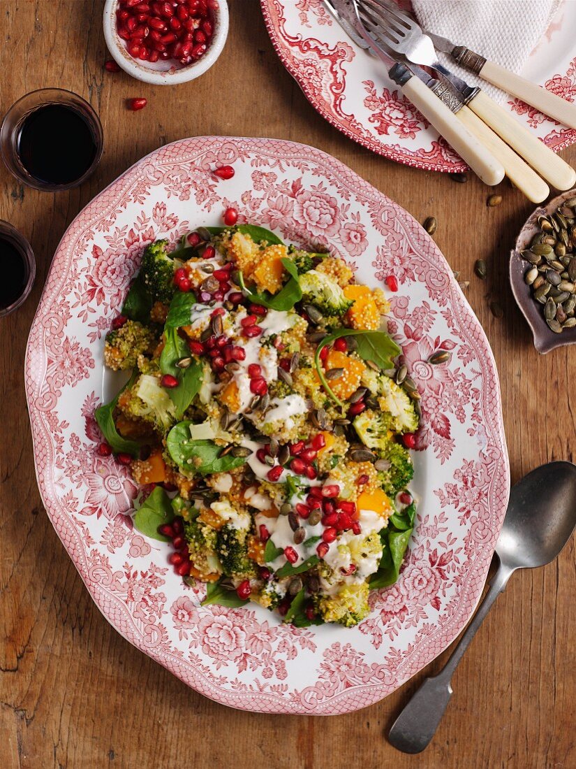 Quinoa salad with pomegranate seeds