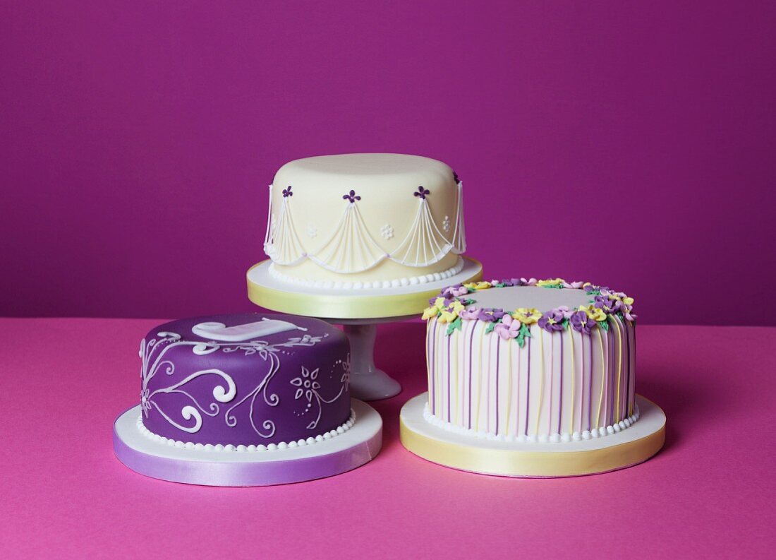 Three different celebration cakes