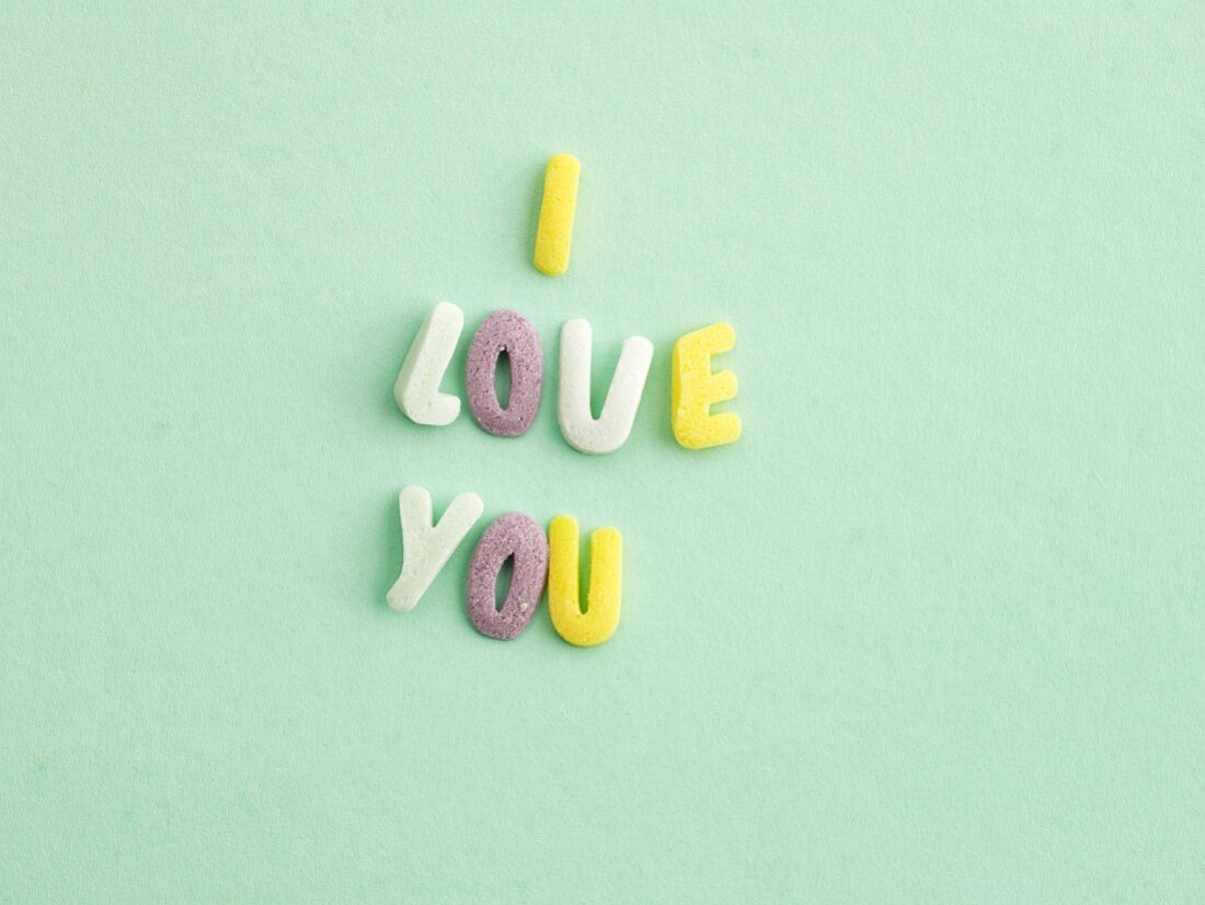 Alphabet sweets spelling out I LOVE YOU