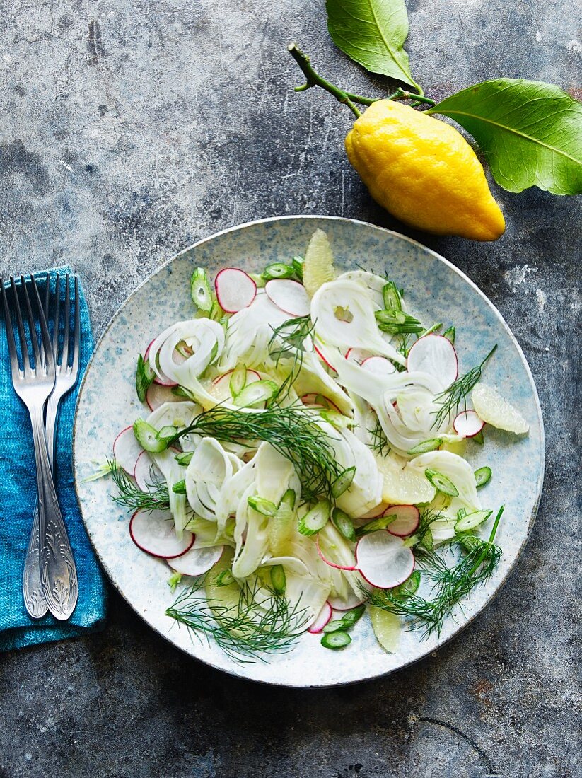 Fennel salad with radishes and lemon