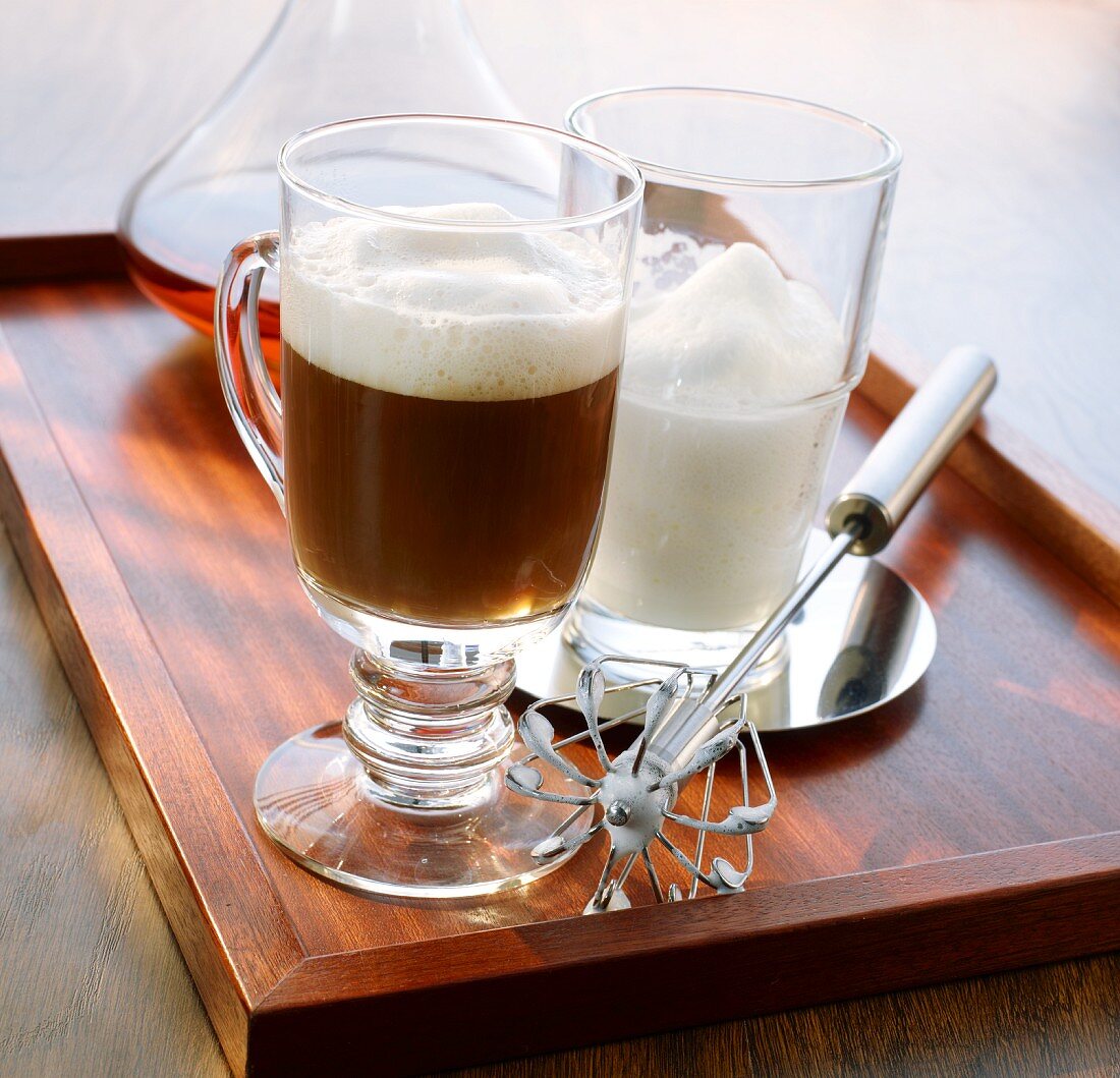 Irish coffee and milk froth