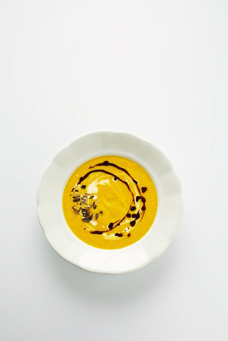 Squash soup with pumpkin seed oil