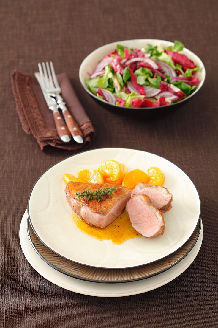 Duck breast with mandarins