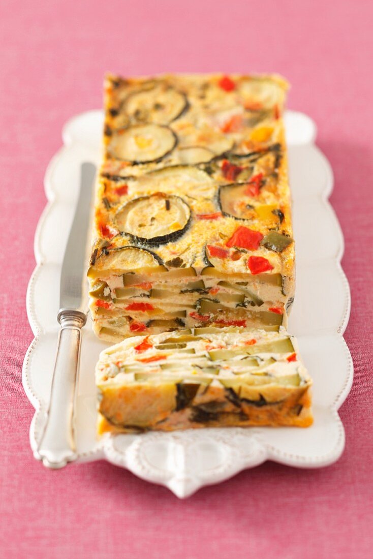 Vegetable terrine with peppers and courgette