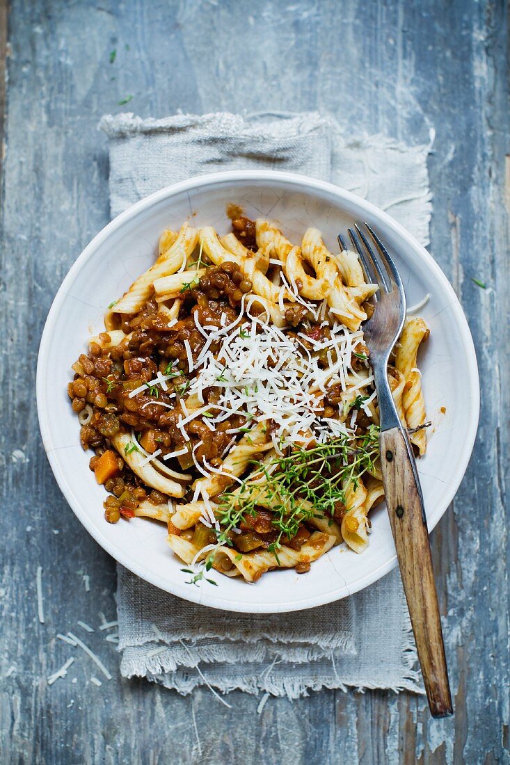 Pasta with lentils