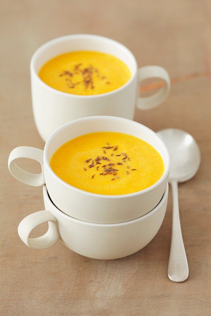 Cream of pumpkin soup with caraway
