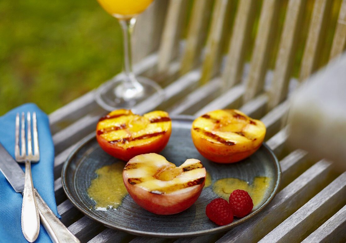Grilled Peaches; Close Up