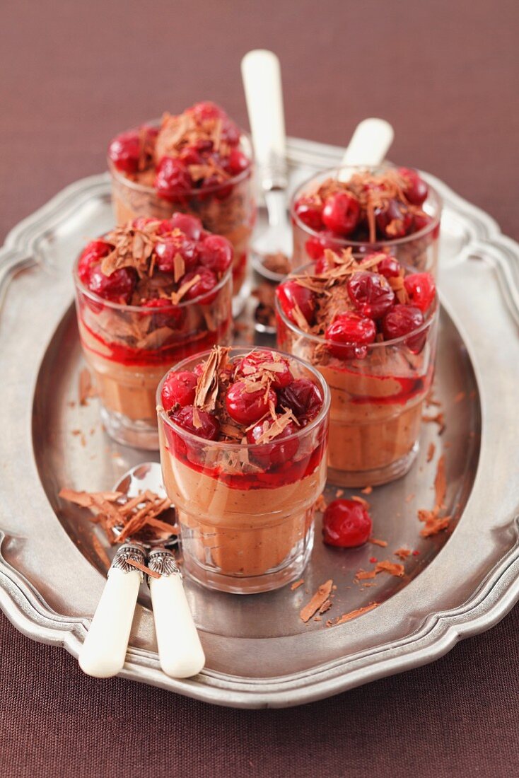 Chocolate mousse with sour cherries
