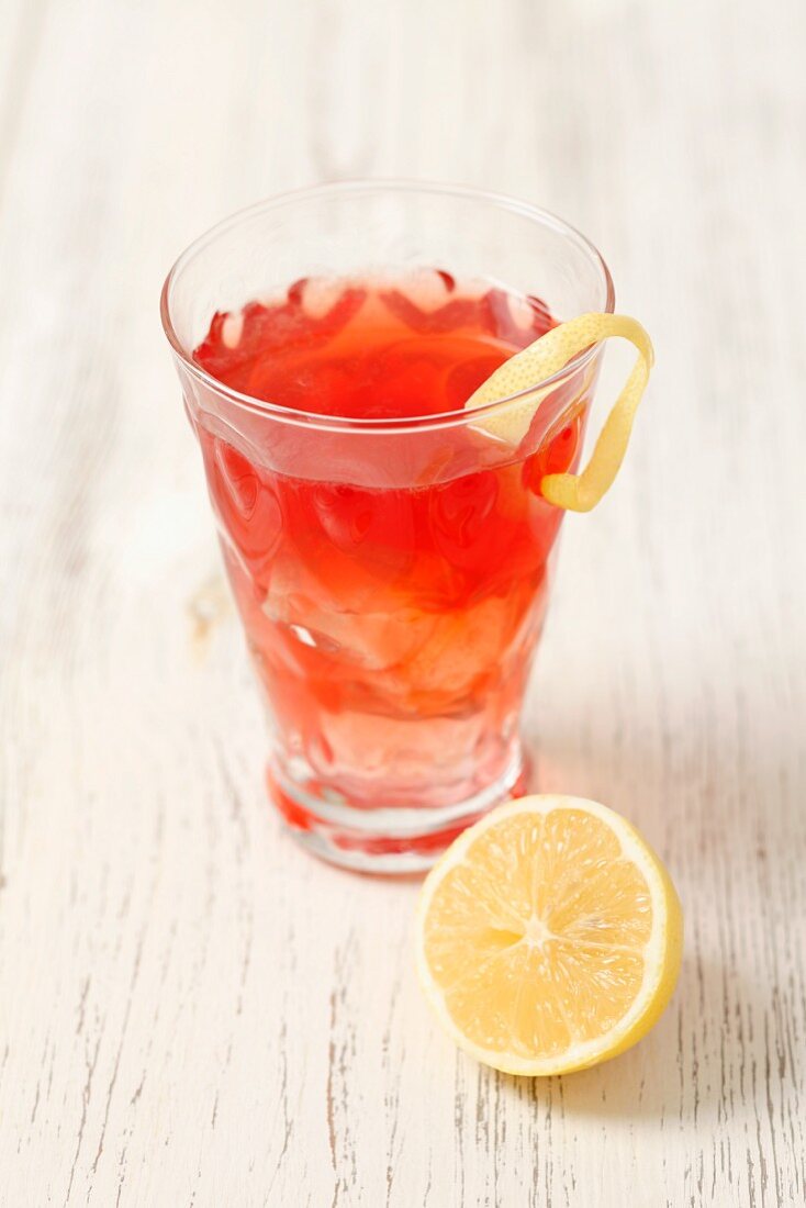 Whiskey with cherry liqueur and soda