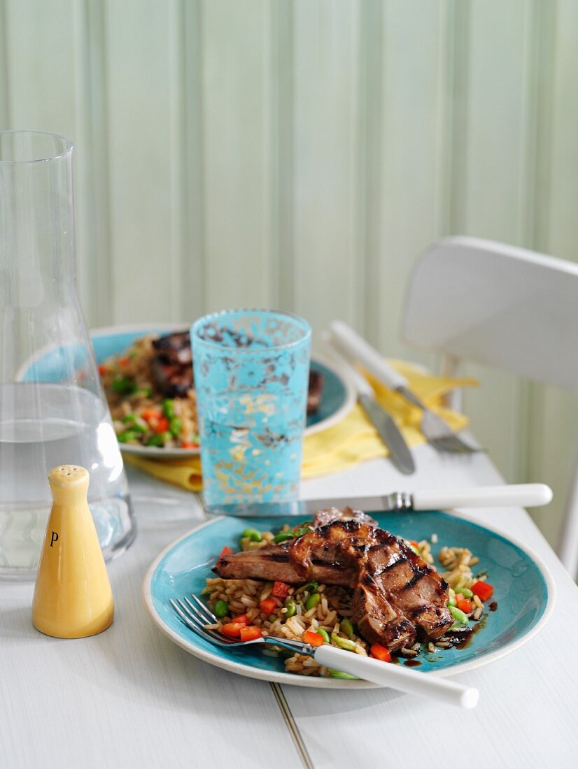 Lamb teriyaki with rice salad (Japan)