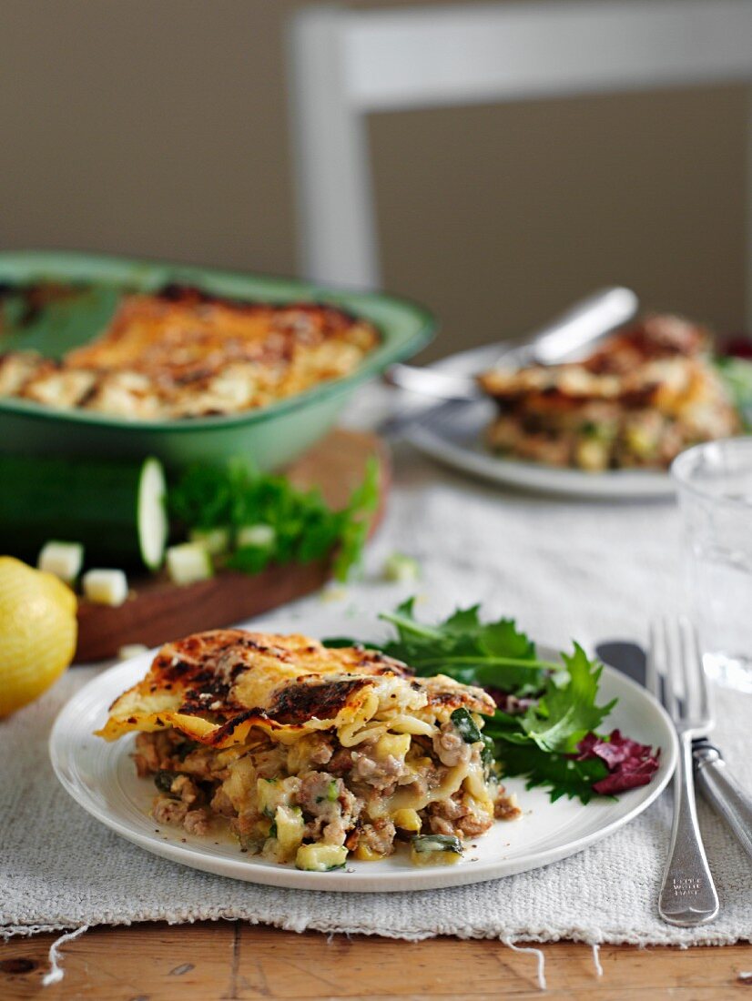 Turkey lasagne with spinach and courgette