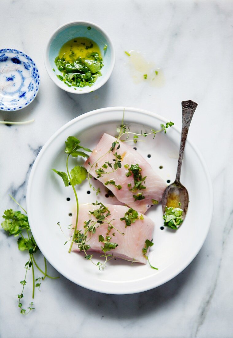Marinated cod fillets