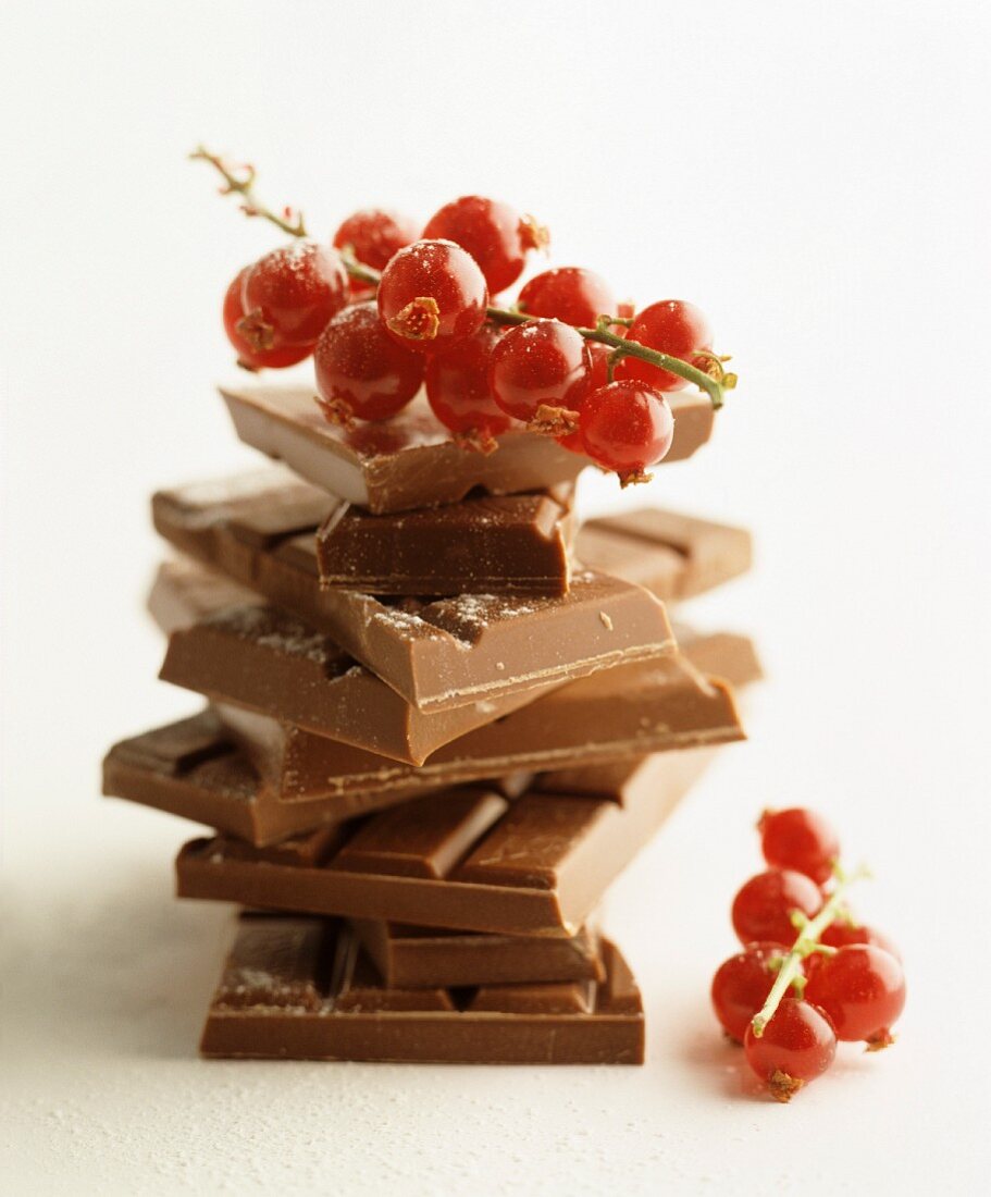 A stack of chocolate pieces