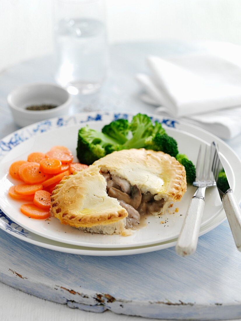 Chicken Mushroom Pie with Broccoli and Carrots