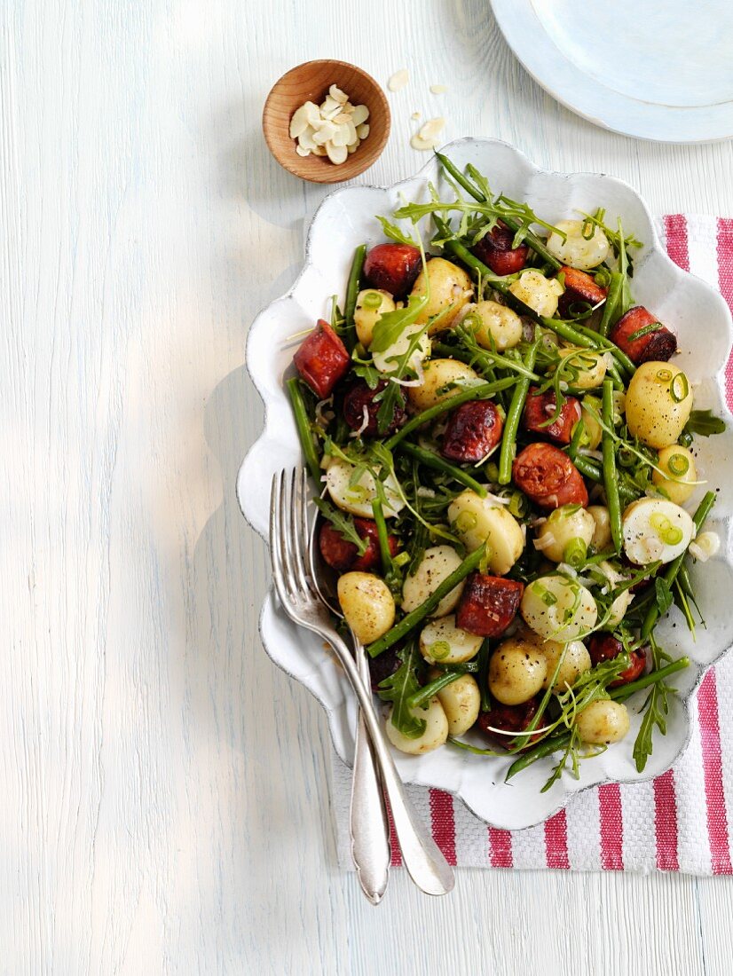 Kartoffelsalat mit Chorizo und grünen Bohnen