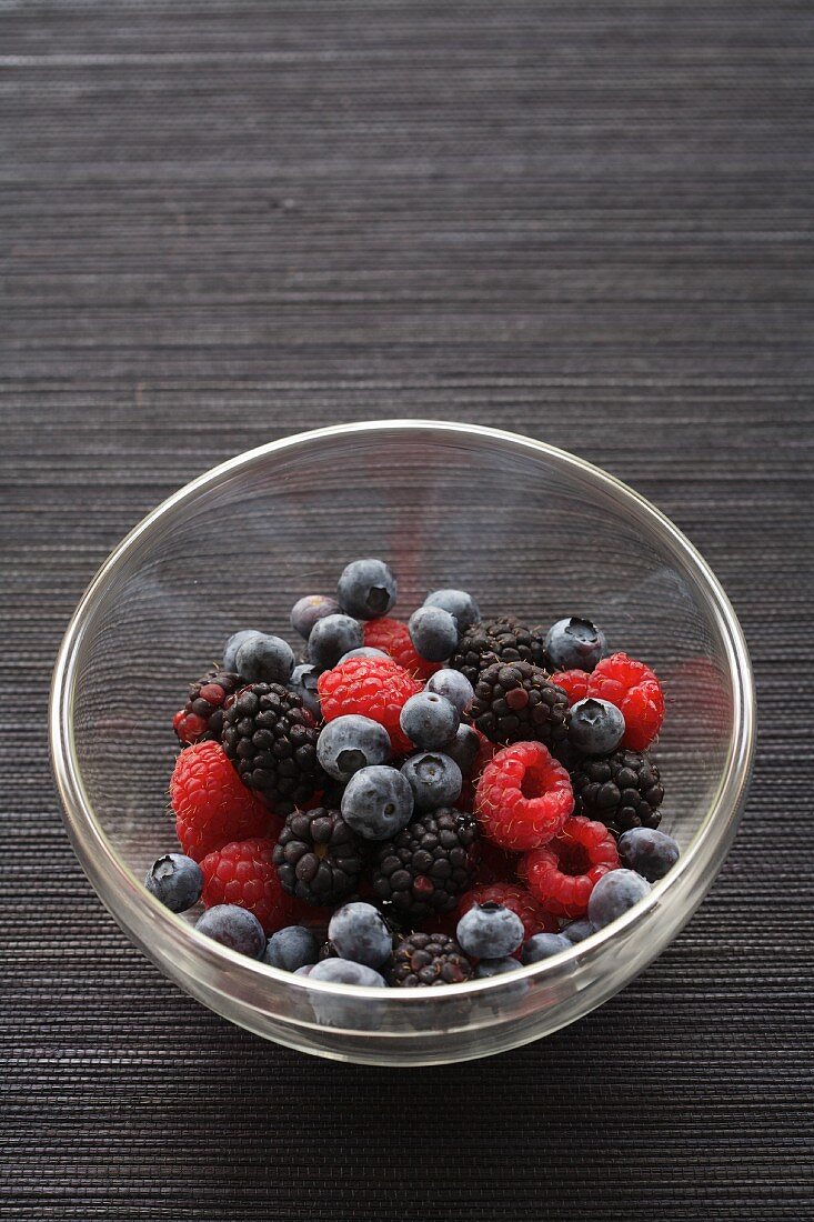 Mixed Berries in a Clear Bowl