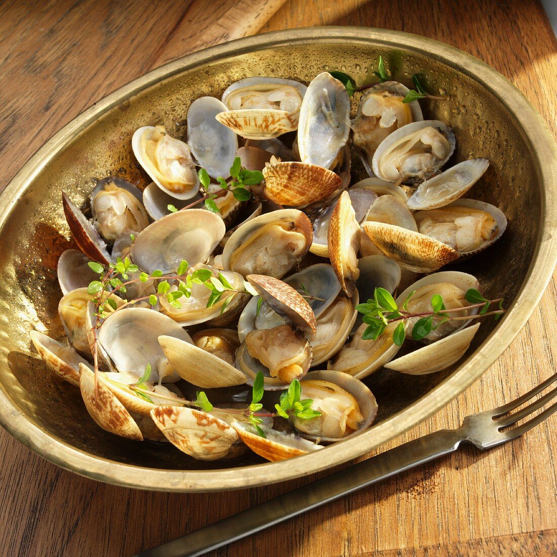 Bowl of Little Neck Clams with Fresh Herbs