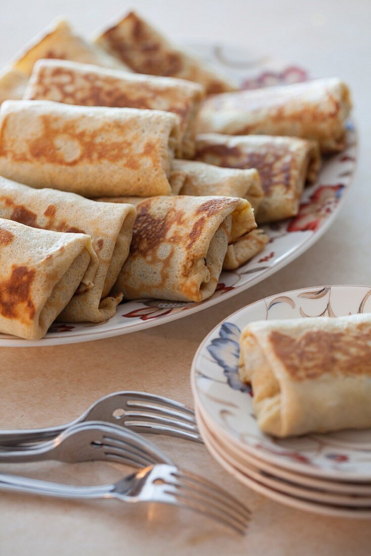 A Platter of Stuffed Crepes