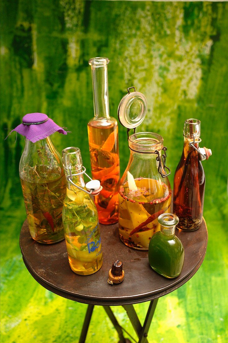 Flavoured oil in bottles