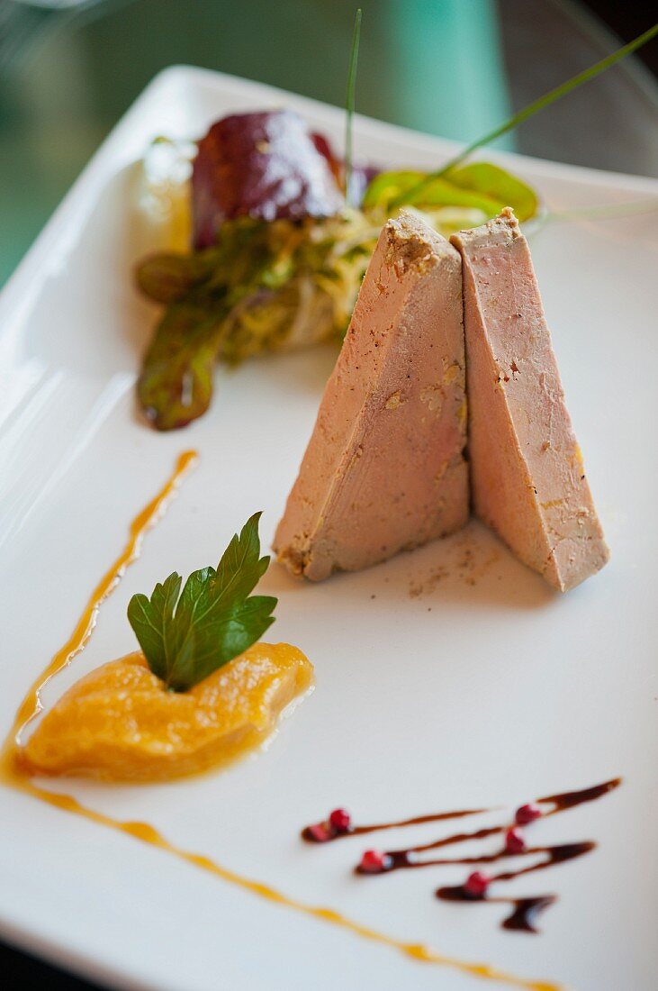 Goose liver with squash pur