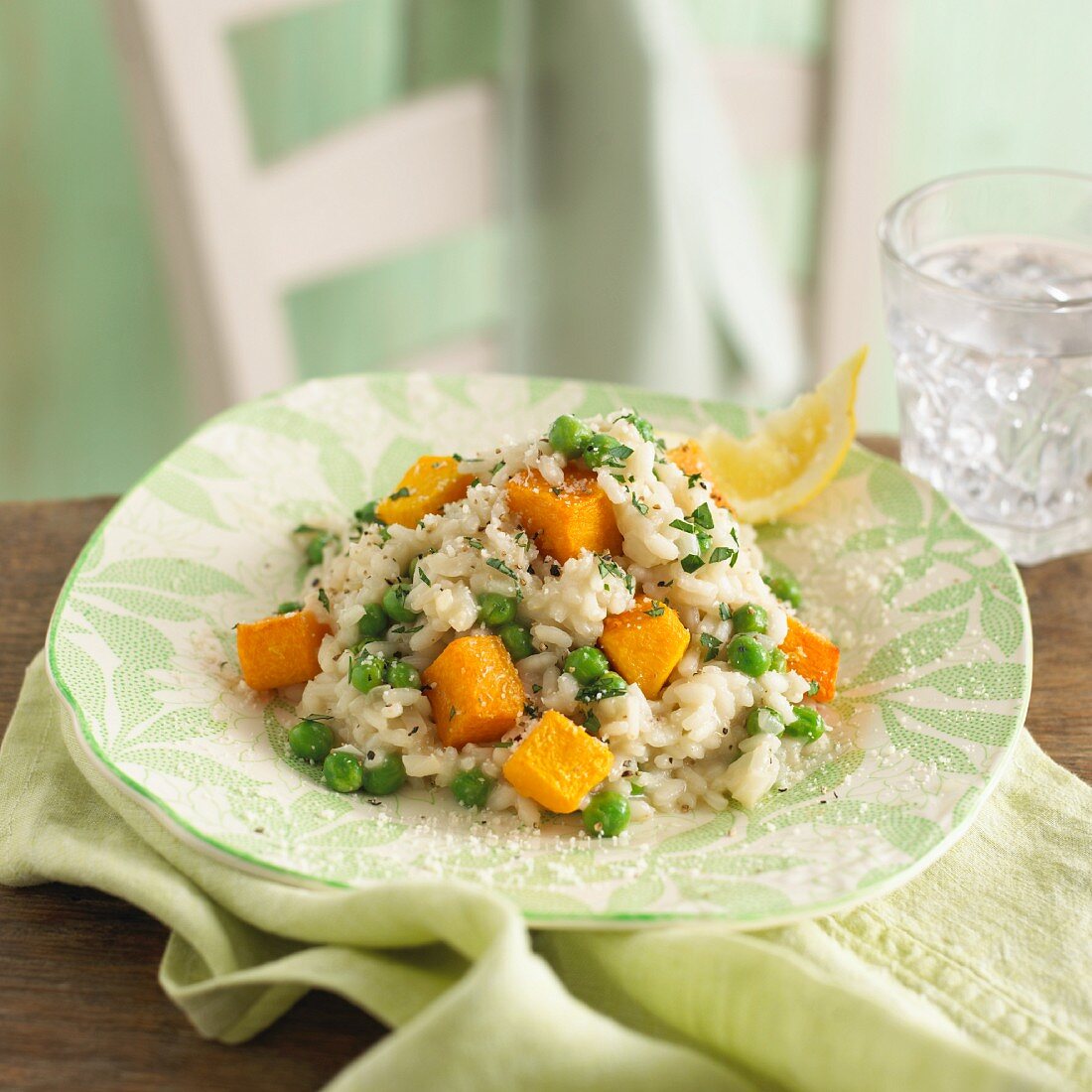 Risotto with peas and butternut squash