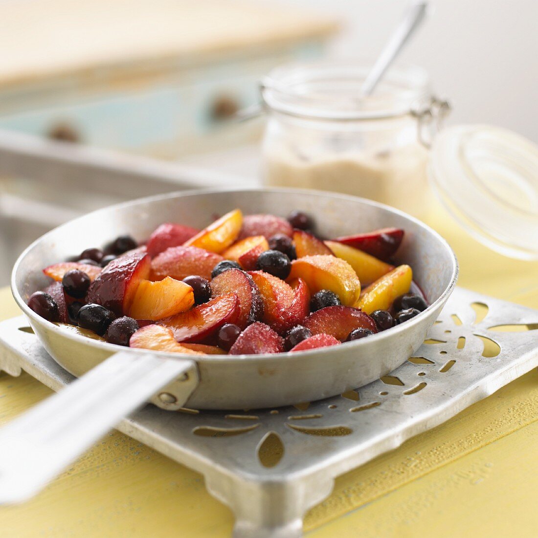 Fried peaches and plums