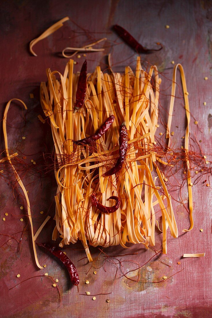 Chilli pasta with dried chillies and chilli strands