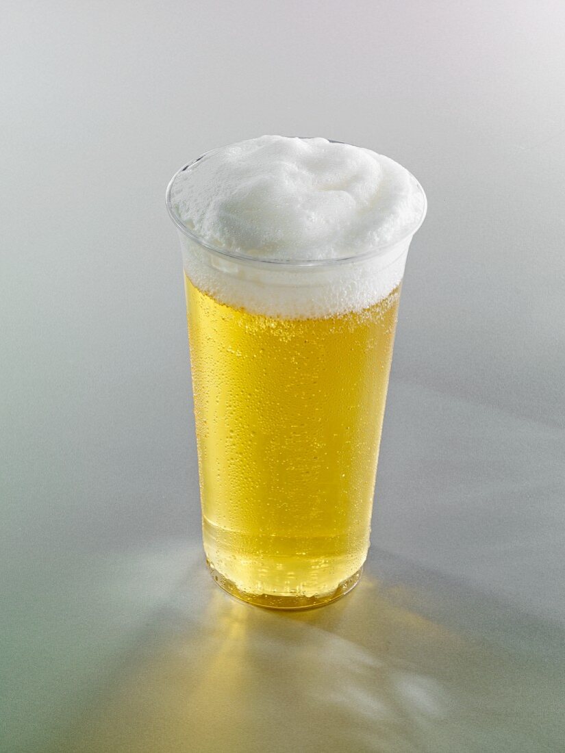 Lager in a plastic cup