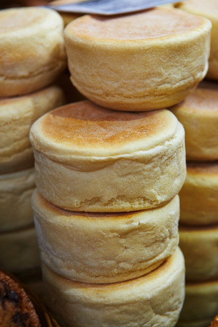 English muffins, stacked