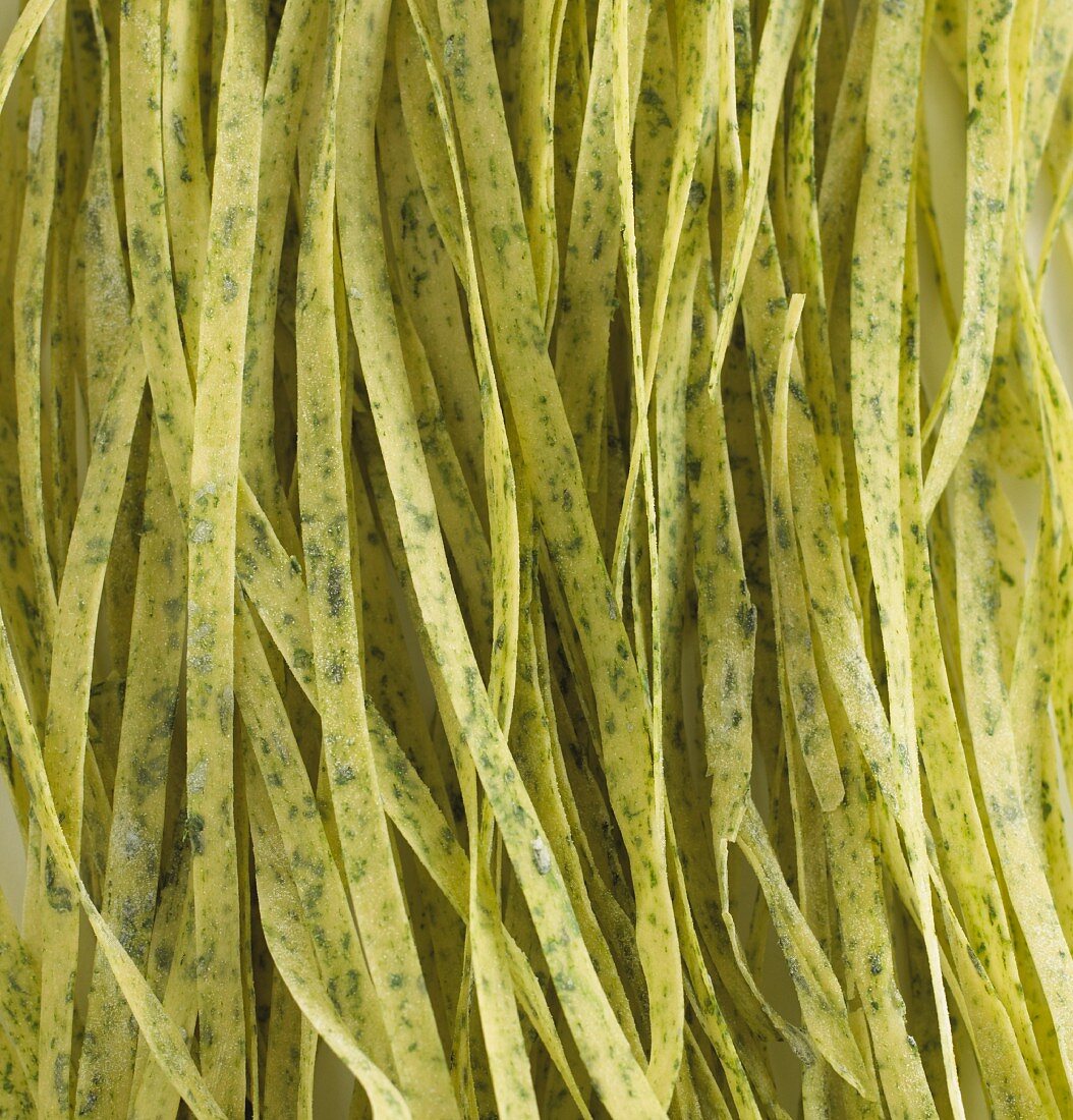 Home-made fresh spinach tagliatelle