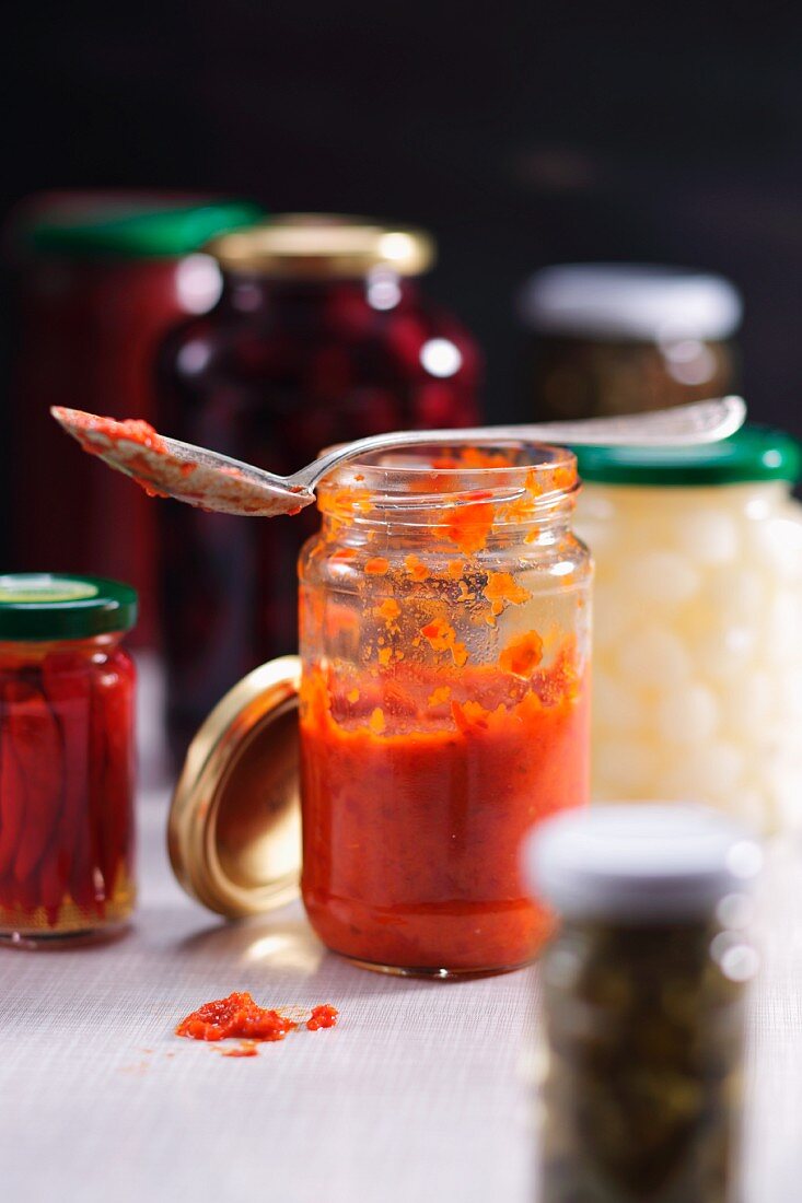 Ajvar and a range of jars