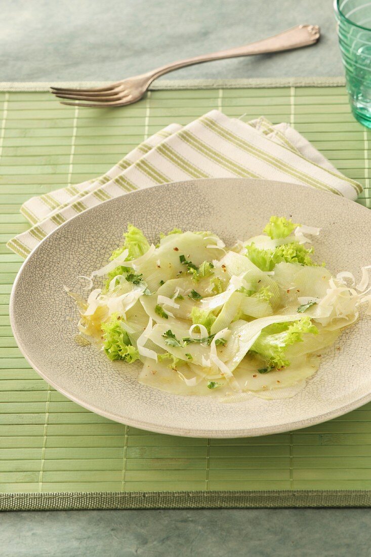 Kohlrabi carpaccio with herbs