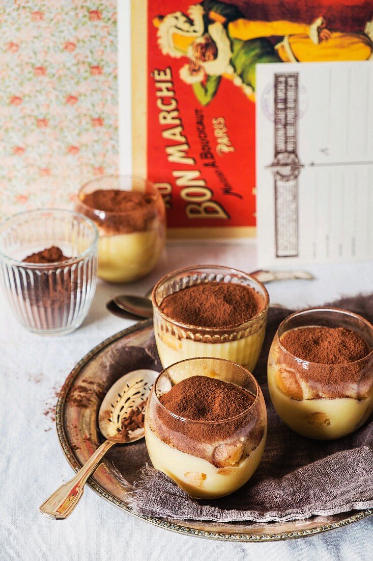 Tiramisu in dessert glasses