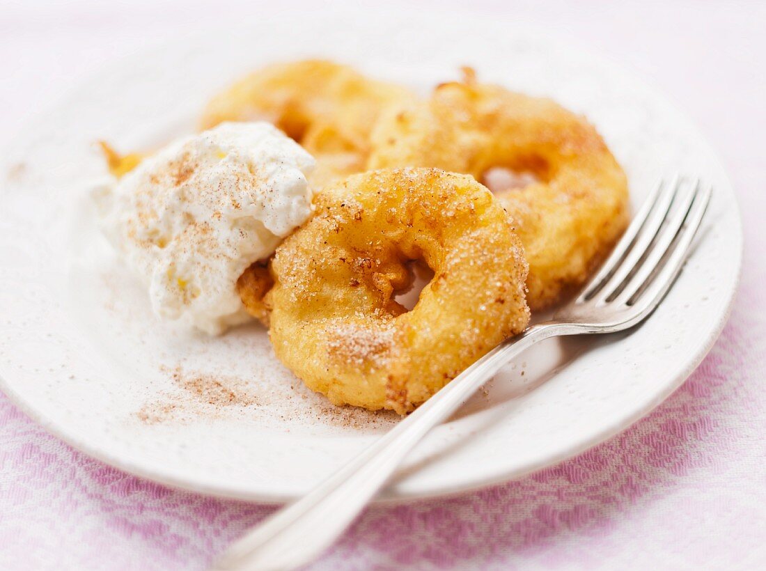 Apple fritters in a beer batter