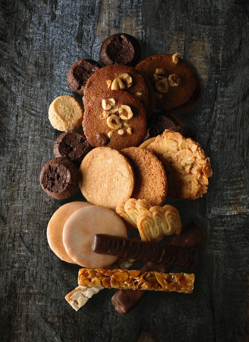 Assorted biscuits and sweet bars