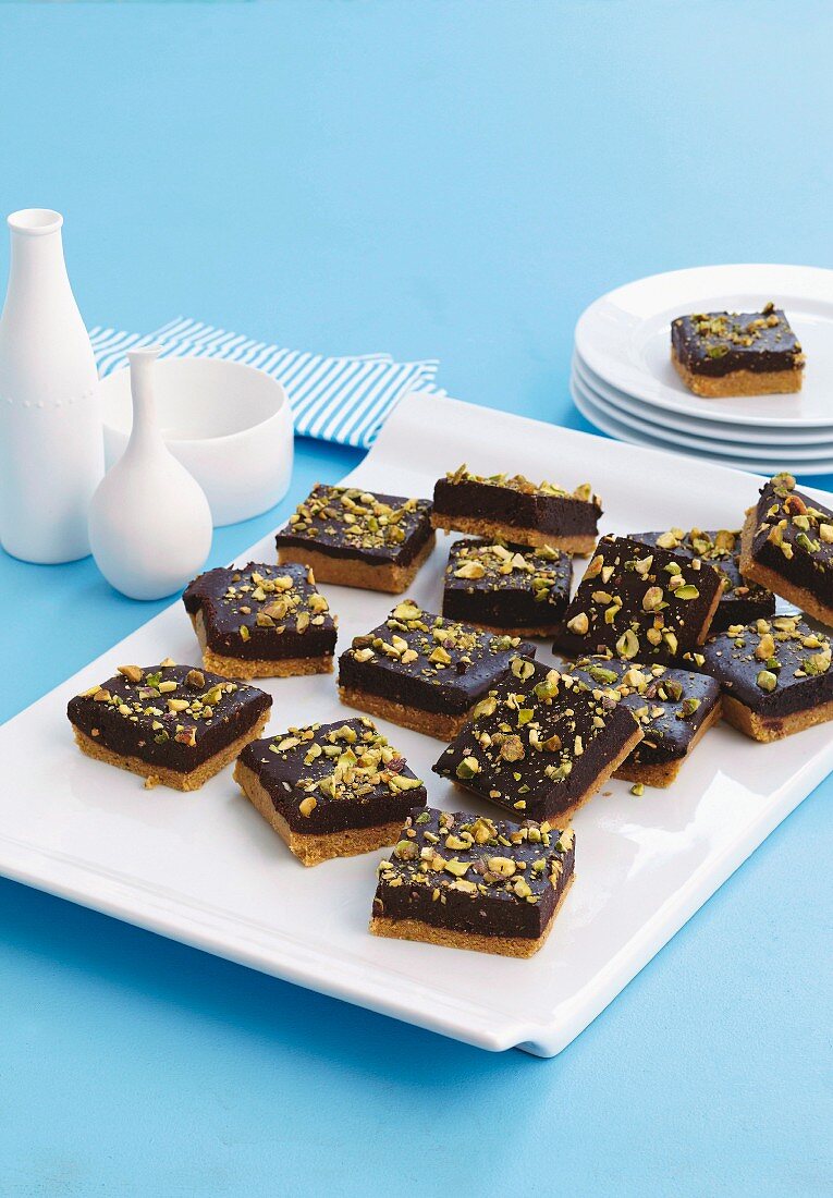 Chocolate and nut slices
